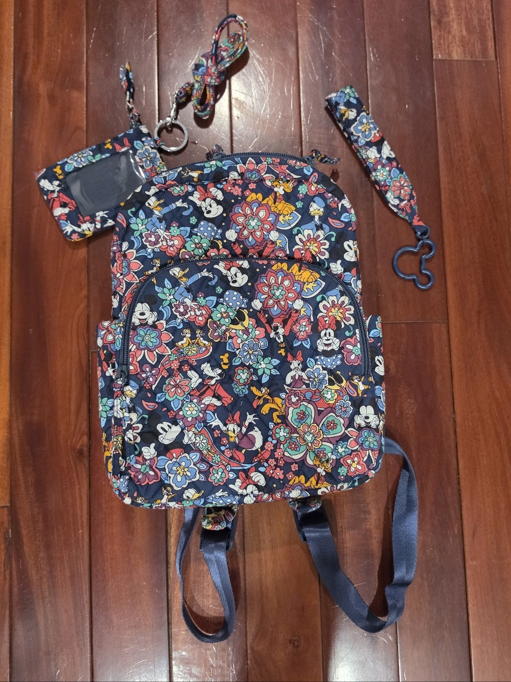 Vera Bradley Disney Mini Backpack, ID Zip Pouch, and Landyard Bundle